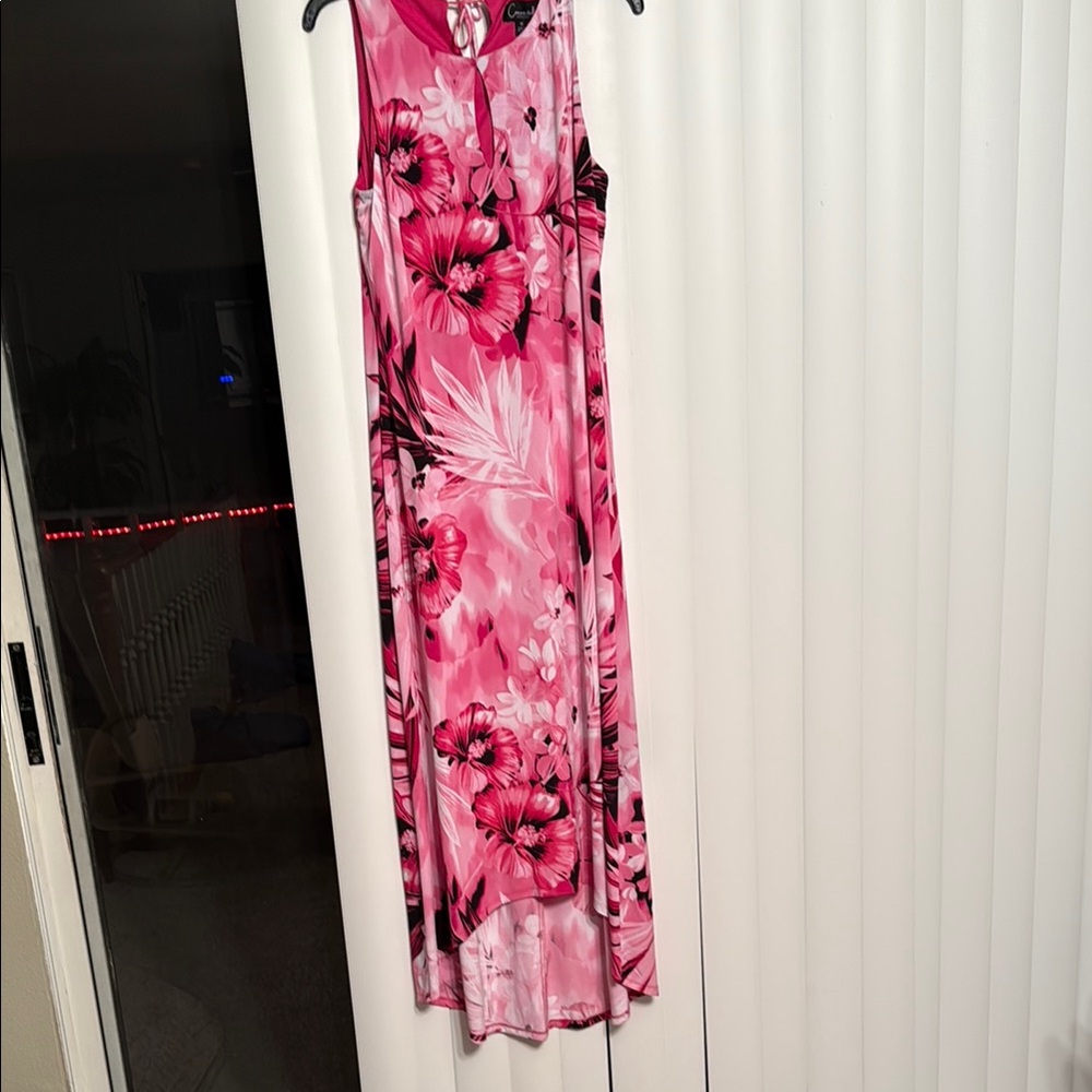 Pink and Black Halter Sheath Maxi Dress